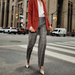 RW & CO Plaid High Density High-Waist Wide Leg Signature Pant - 33''